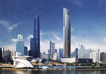 The Guangzhou CTF Finance Centre, now under construction, will be 530 meters tal