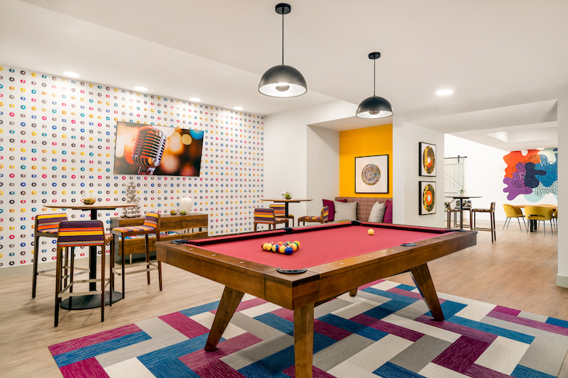 Rhythm Game Room with pool table