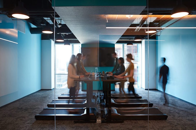 Treadmill desks at FitBit headquarters