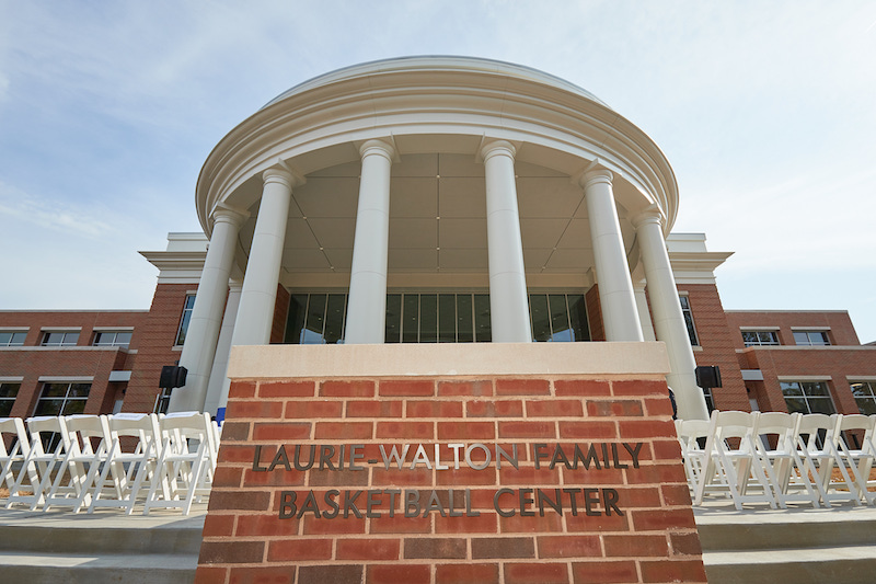 Front of the new Laurie-Walton Family Basketball Center