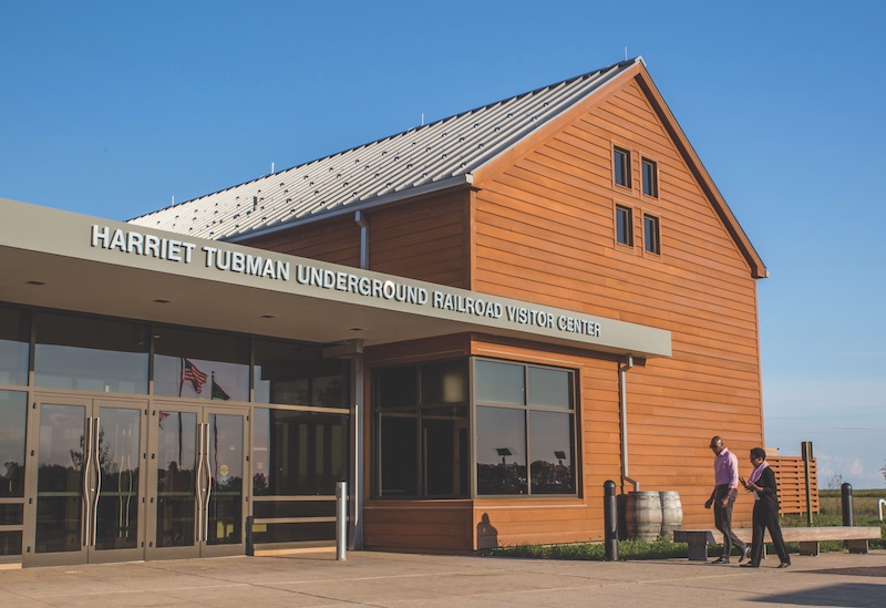 The entry to the Harriet Tubman Underground Railroad Visitor Center