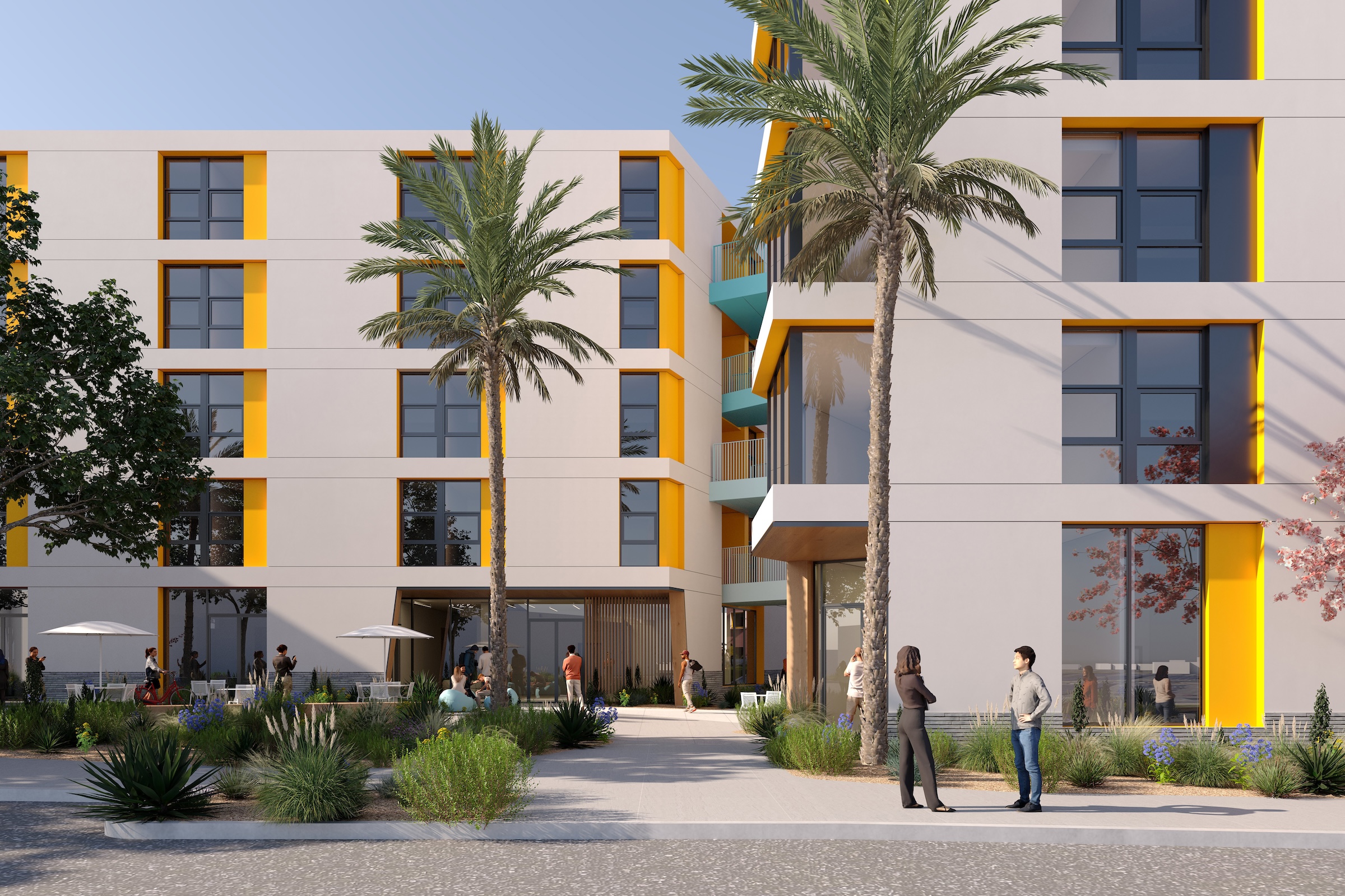 The 108,000 sf La Playa Residence Hall, funded by the State of California’s Higher Education Student Housing Grant Program, will consist of three five-story structures connected by bridges.
