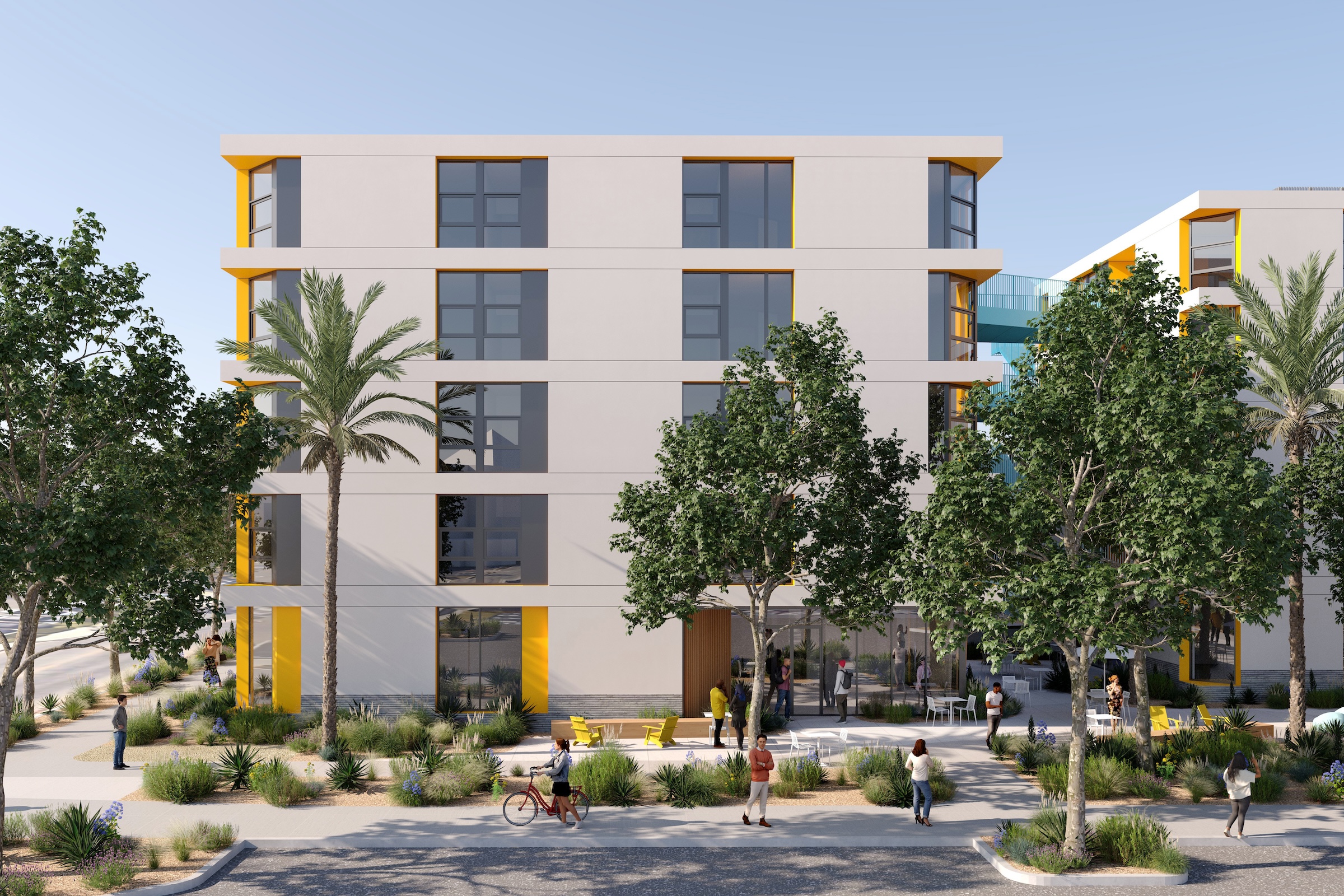 The 108,000 sf La Playa Residence Hall, funded by the State of California’s Higher Education Student Housing Grant Program, will consist of three five-story structures connected by bridges.